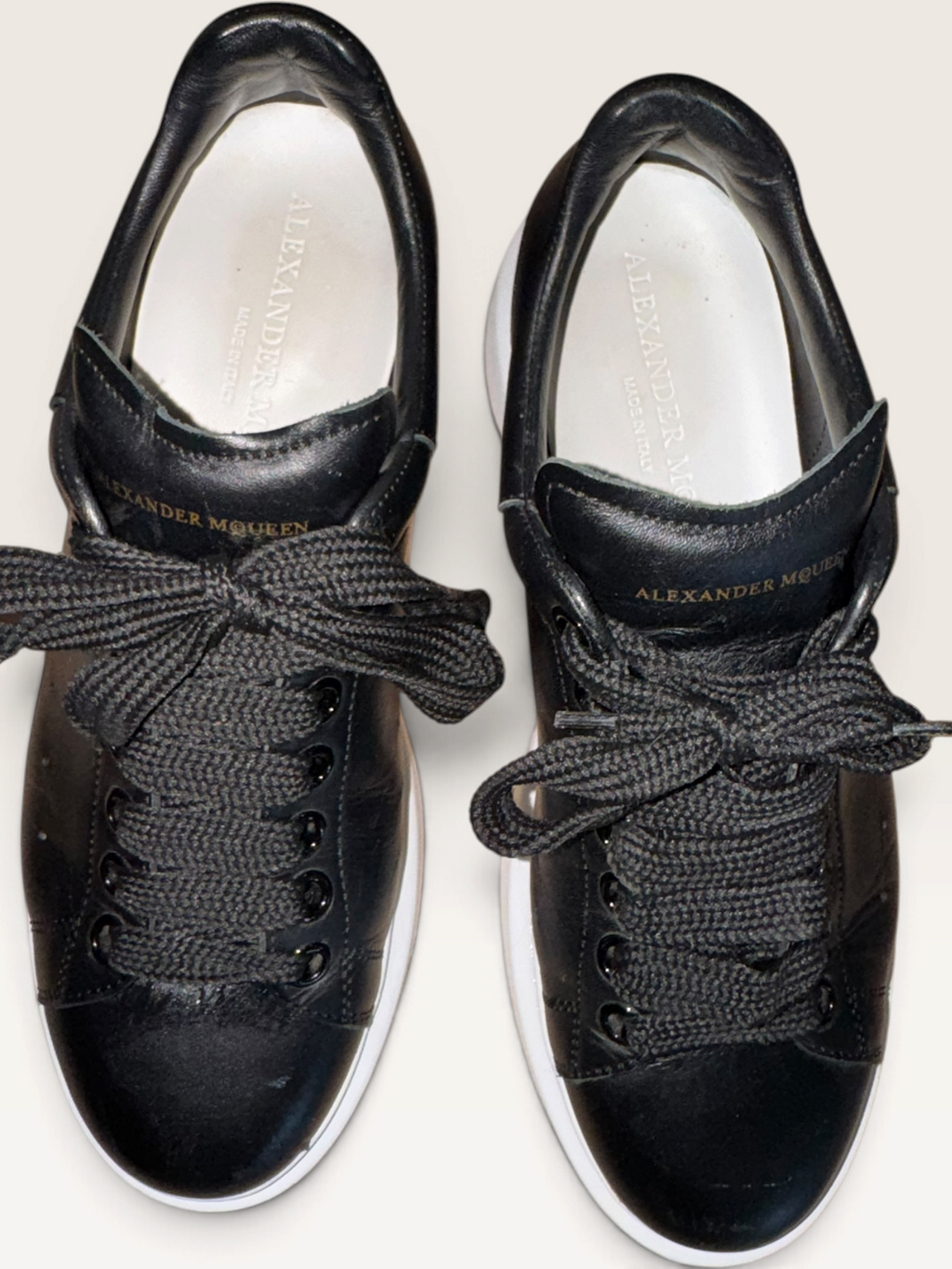 Alexander McQueen Oversized Black Leather Platform Sneakers