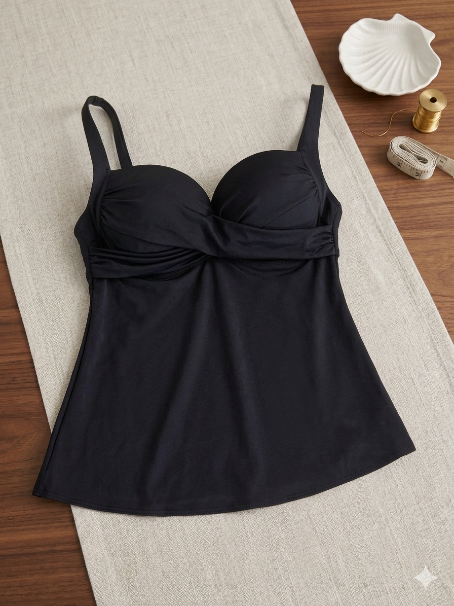 Soma Black Tummy Control Swim Tankini Top