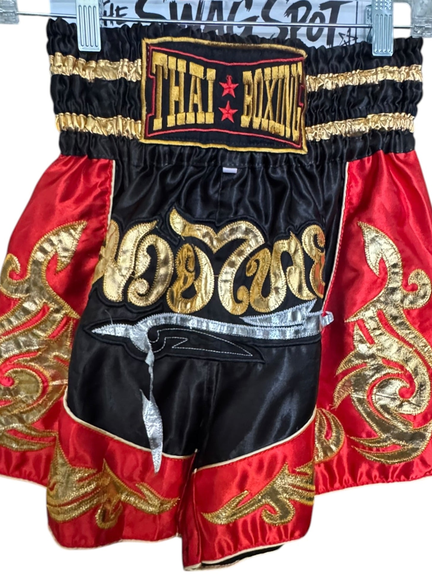 Thai Boxing Black Red & Gold Muay Thai Shorts