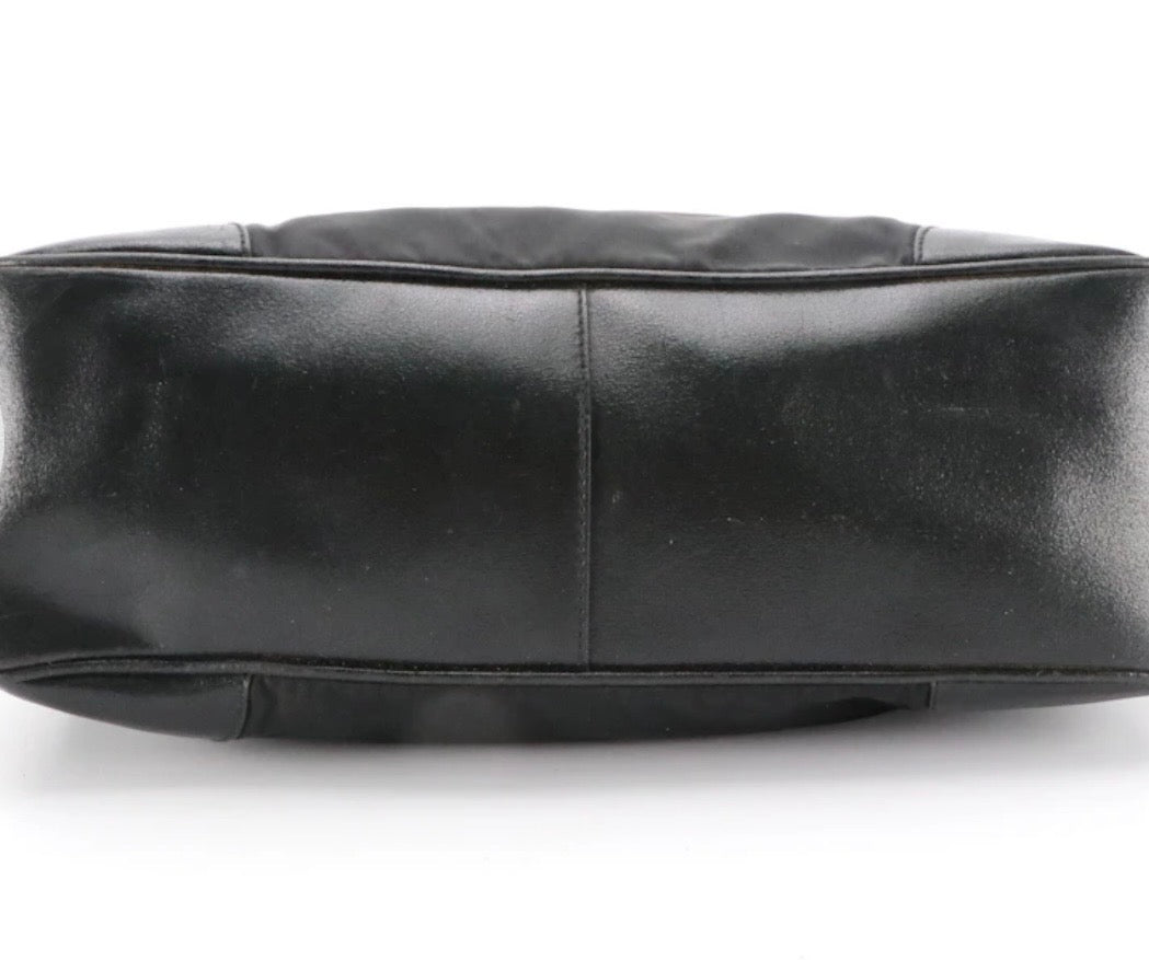 Vintage Prada Black Nylon Leather Bowler Bag - Milano Italy (2000)