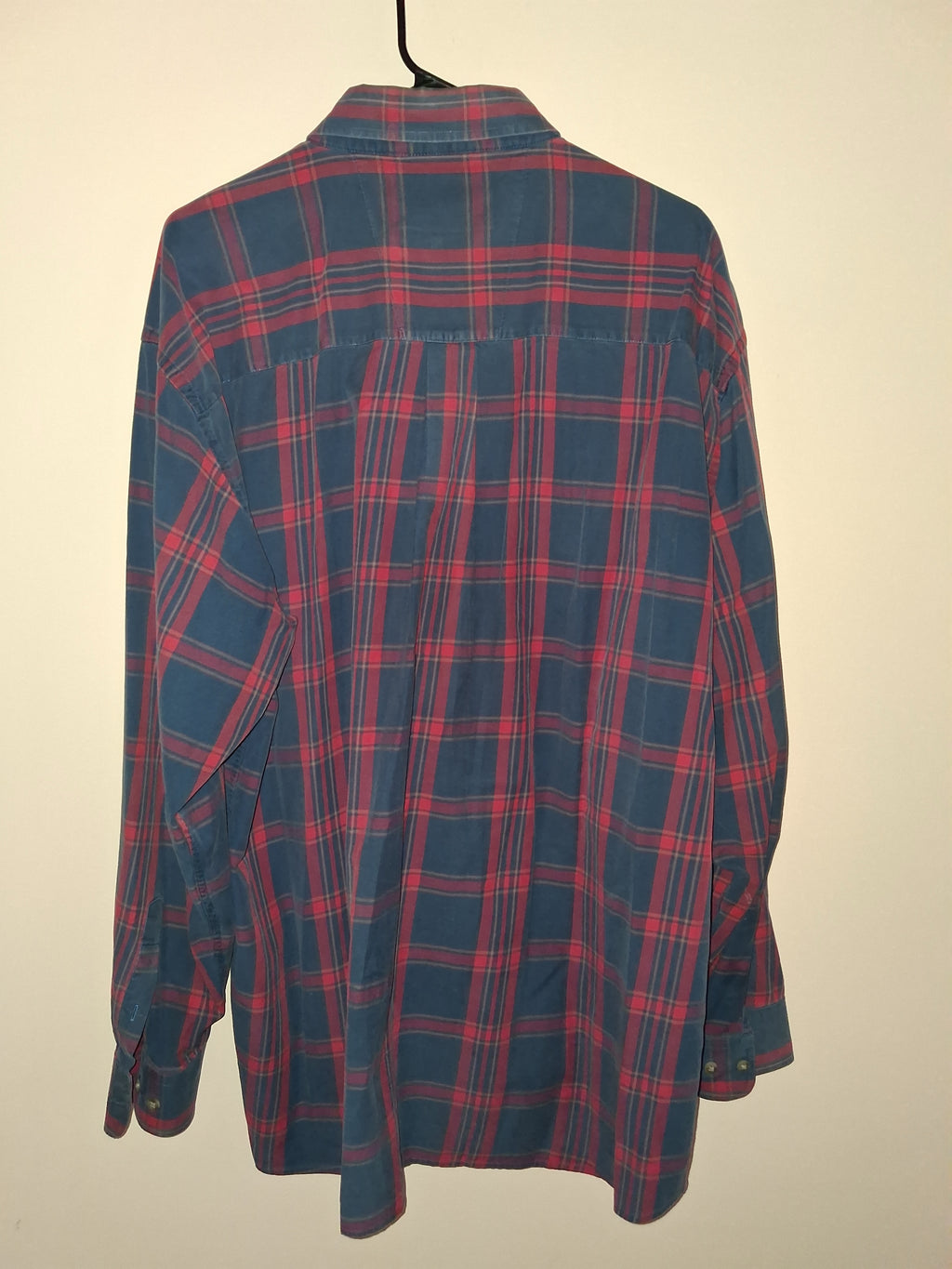 Wrangler George Strait Cowboy Cut Navy & Red Plaid Shirt