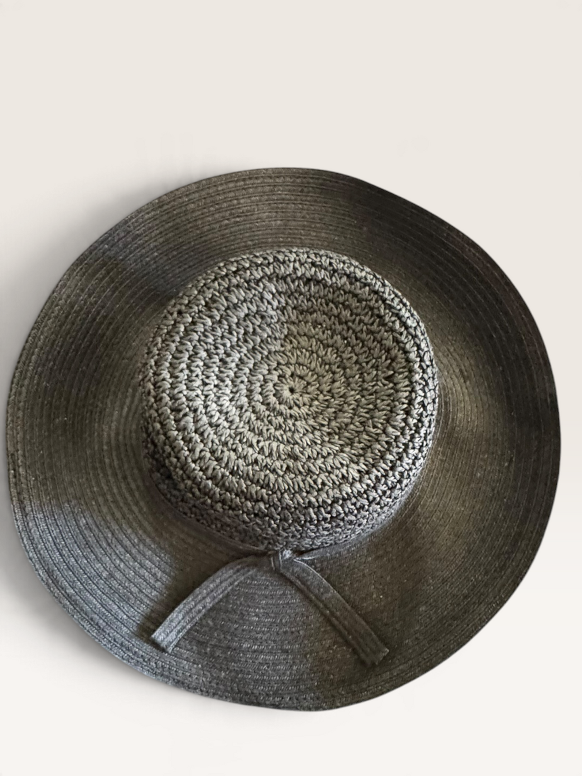 Woven Wide-Brim Hat with Bow