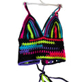 Handmade Neon Rainbow Crochet Halter Crop Top