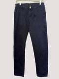 Black Double-Button Stretch Skinny Pants