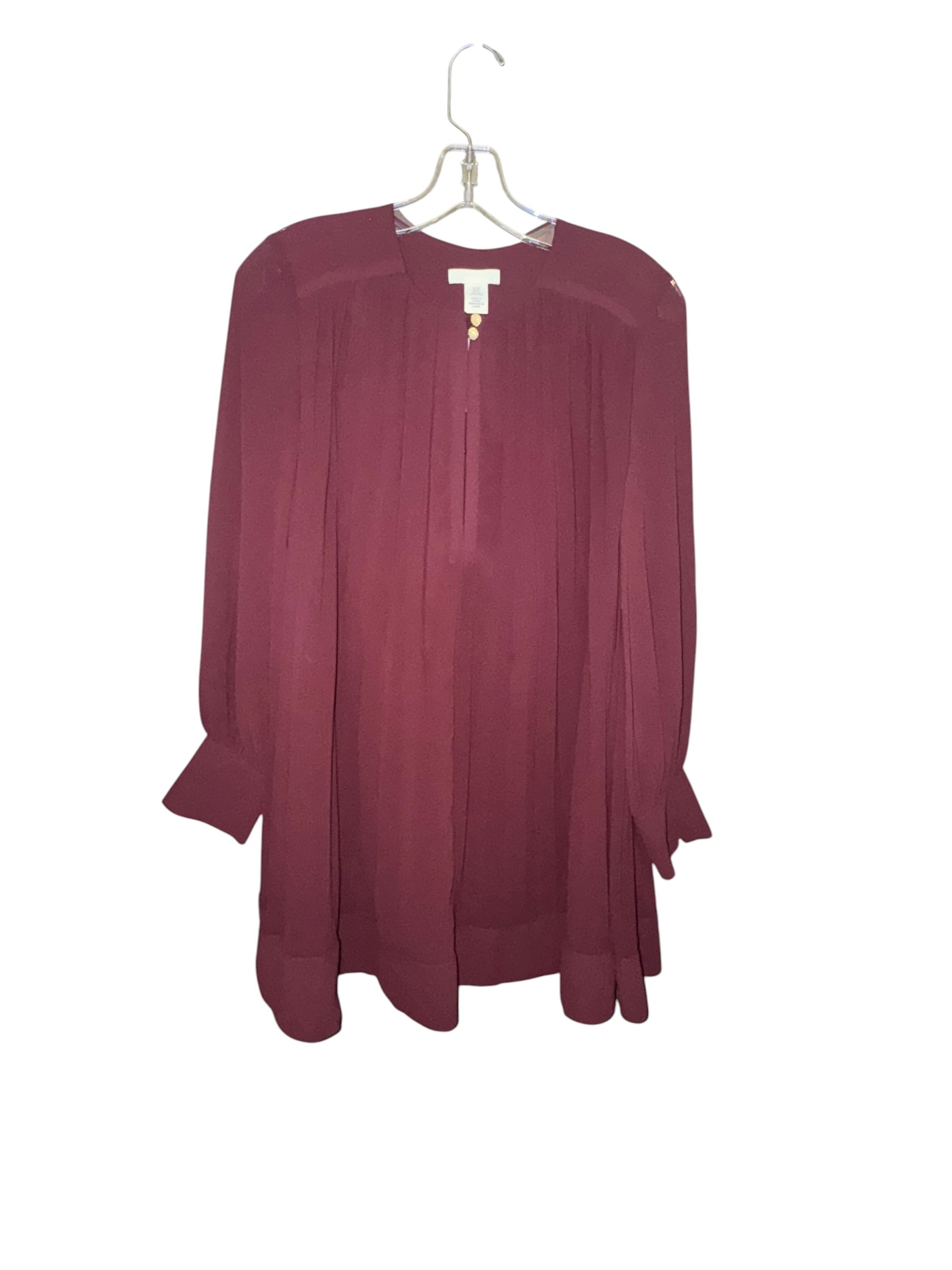 H&M Burgundy Long Sleeve Shift Dress