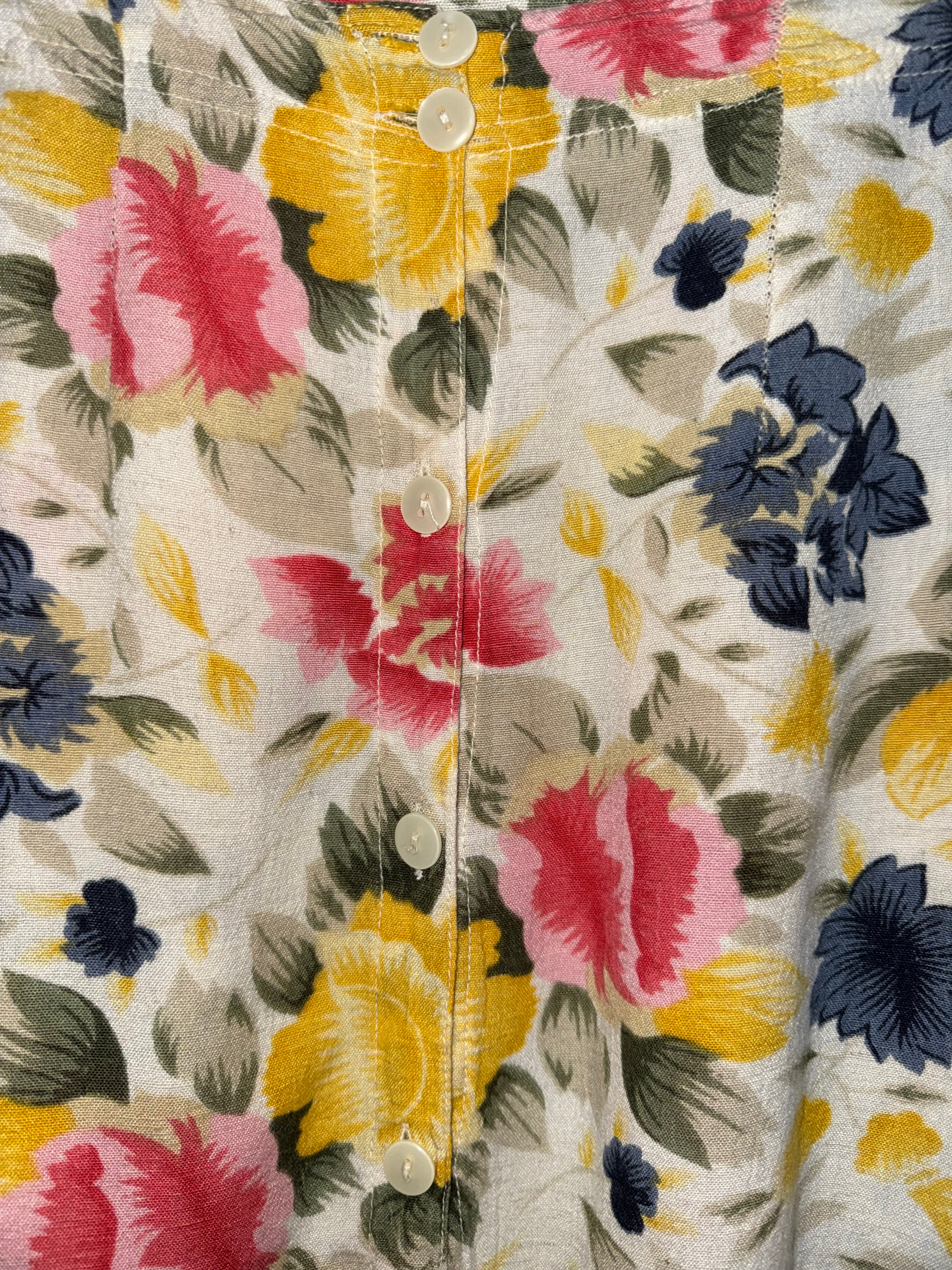 Select Floral Button-Front Linen Blend Midi Skirt