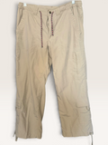 Khaki Drawstring Cargo Capri Pants