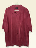 Haggar Burgundy Textured Short-Sleeve Shirt