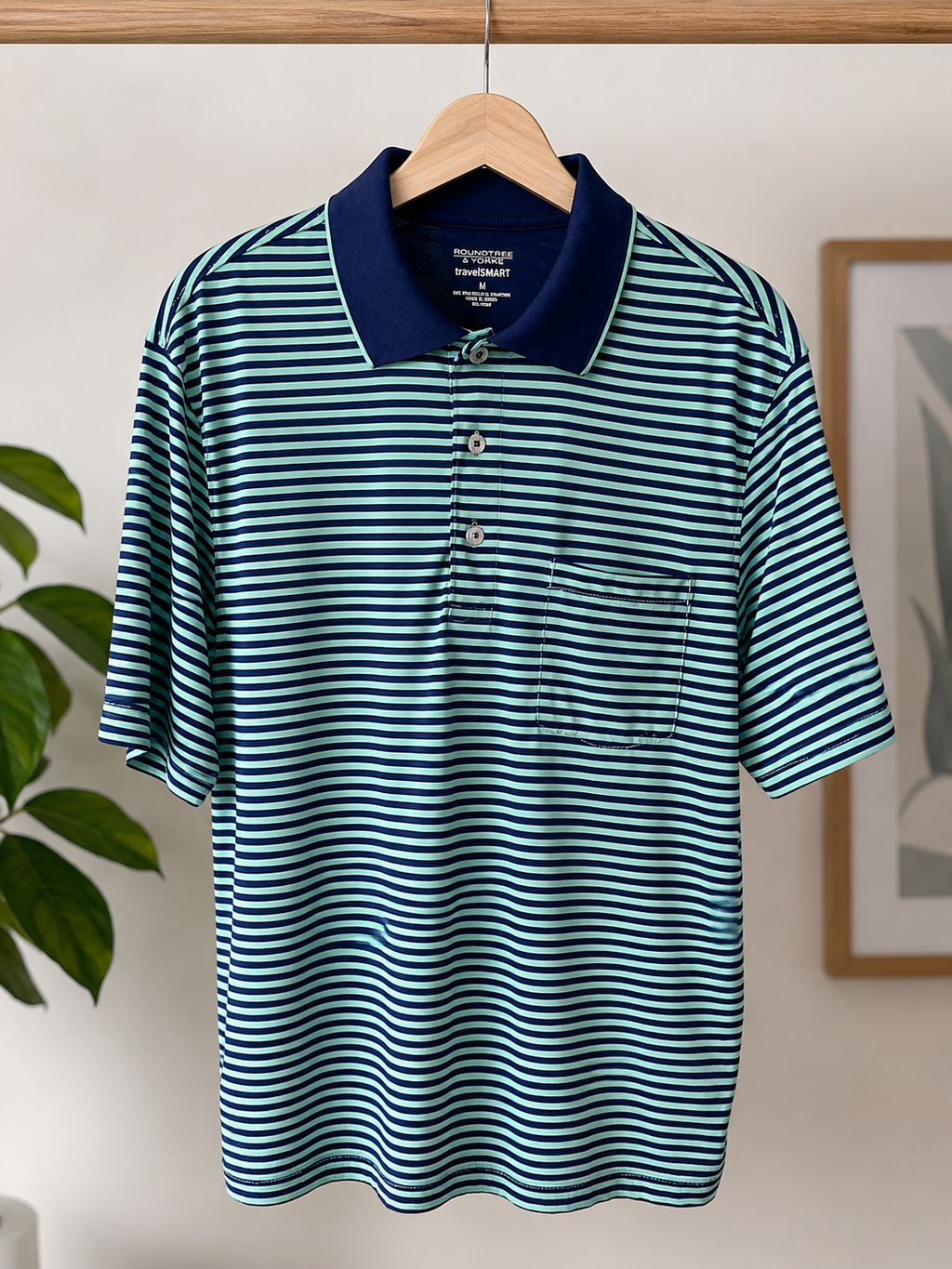 Roundtree & Yorke travel SMART Men's Striped Polo Shirt
