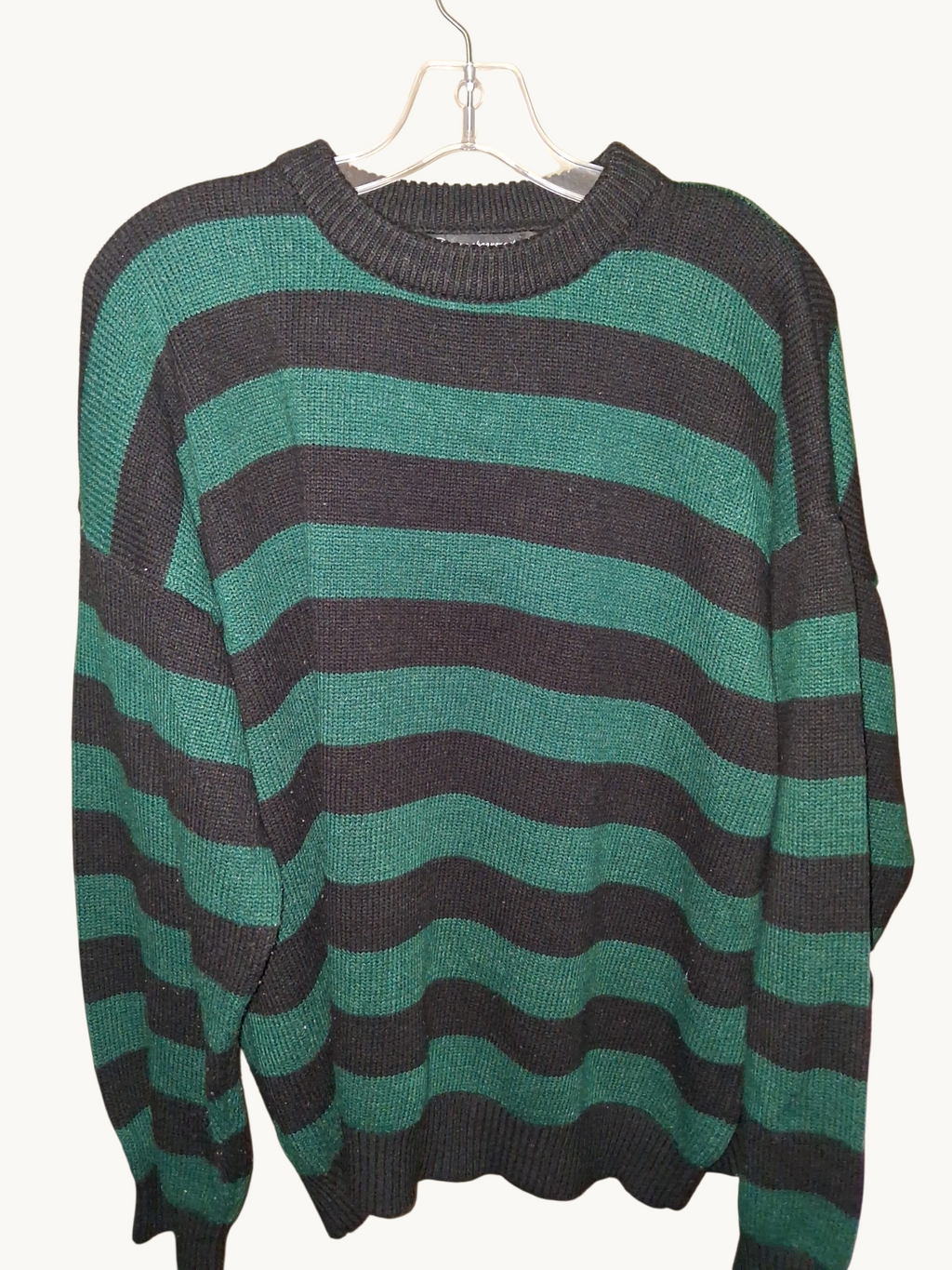 Nong Chao Nong Shi Black & Emerald Green Striped Sweater
