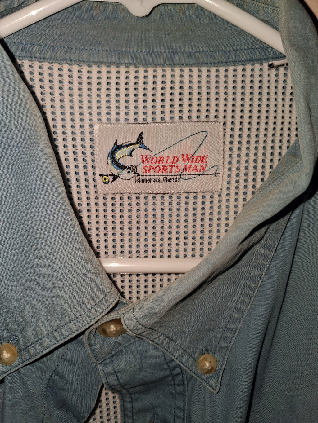 World Wide Sportsman Light Blue Long-Sleeve Fishing Shirt