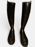 Burberry Vintage Black Equestrian Tall Rain Boots Nova Check
