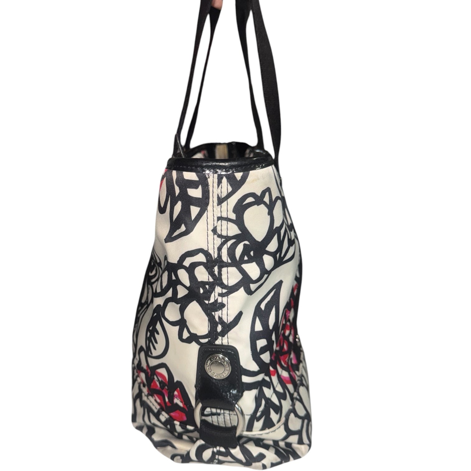 Coach Poppy Floral Graffiti Tote Bag | Canvas & Patent Trim | Pink Satin Lining Circa JULY 2011