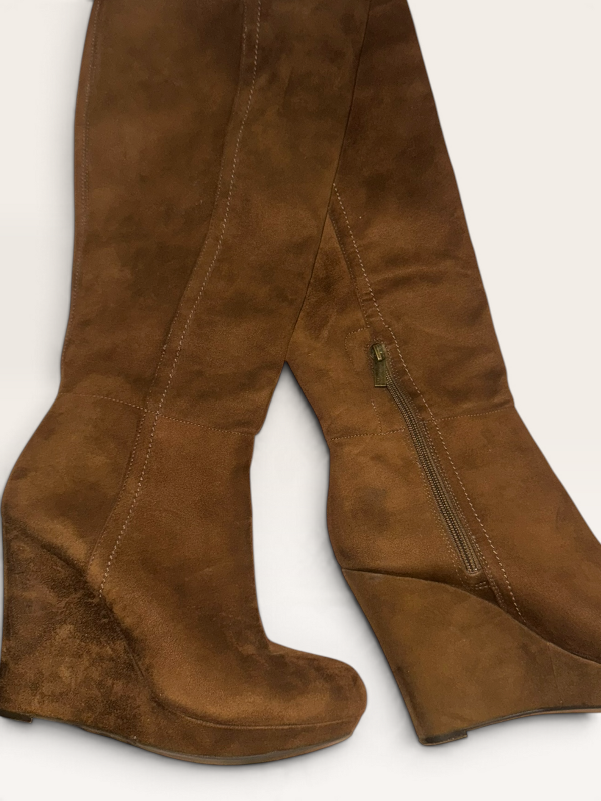 Jessica Simpson Cognac Suede Knee-High Wedge Boots