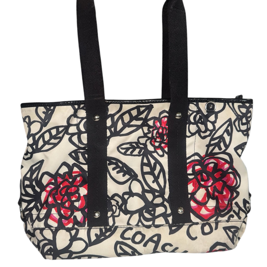 Coach Poppy Floral Graffiti Tote Bag | Canvas & Patent Trim | Pink Satin Lining Circa JULY 2011