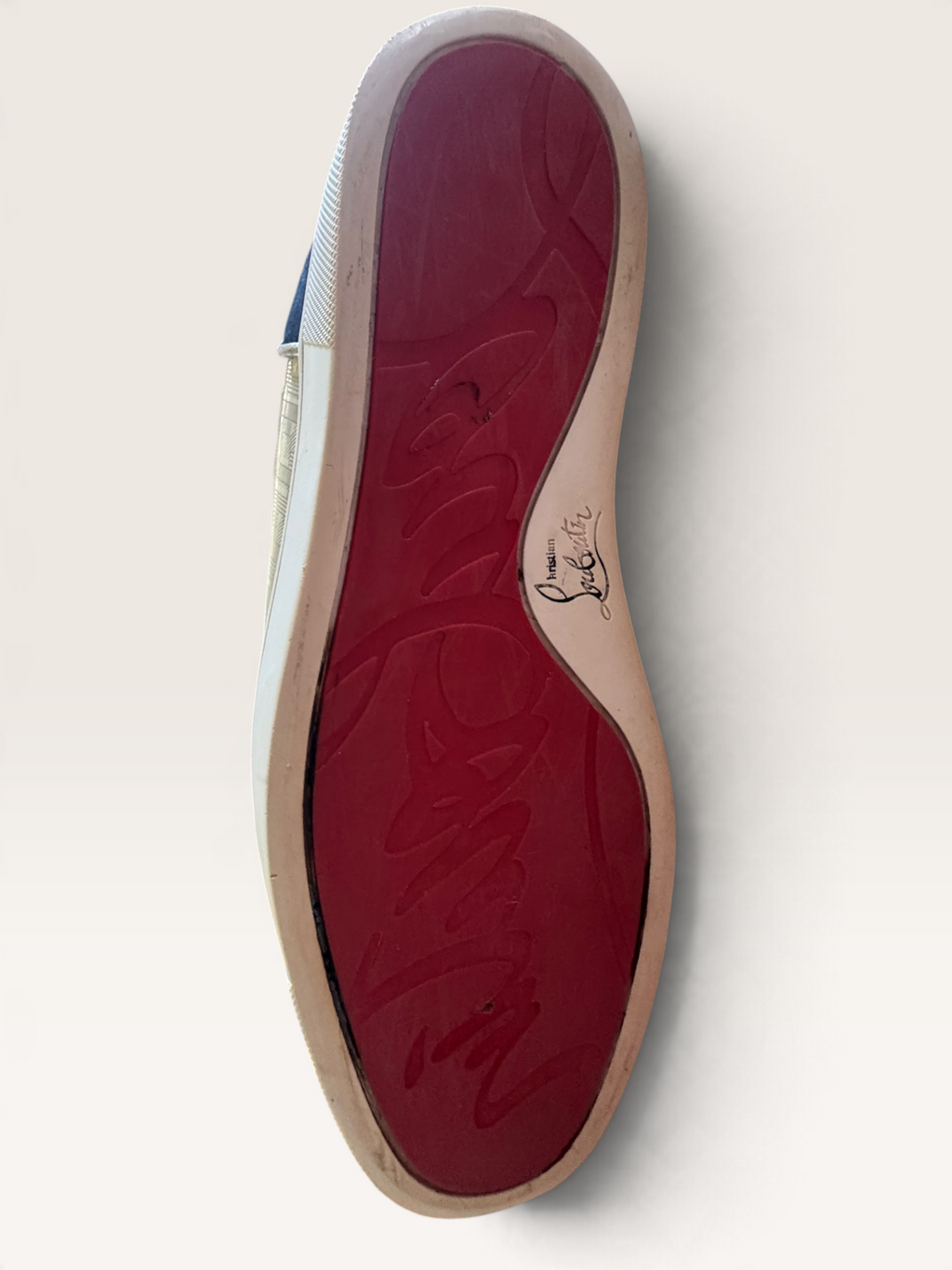 Christian Louboutin Louis Orlato Cream & Burgundy High-Top Sneakers
