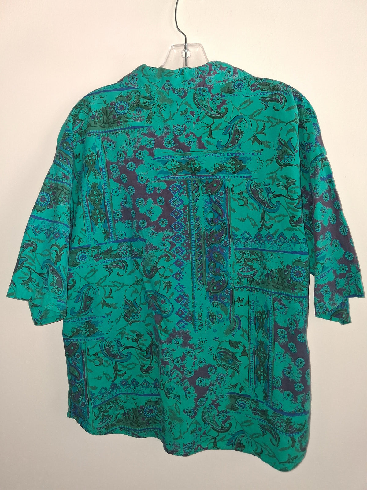 Fourteenth Place Teal Paisley Button-Up Blouse