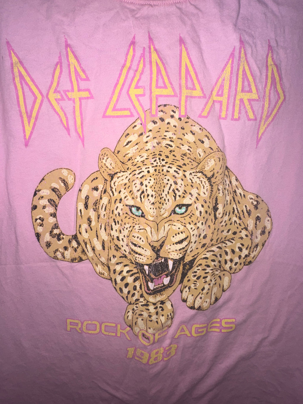 Def Leppard Rock of Ages 1983 Leopard Graphic T-Shirt