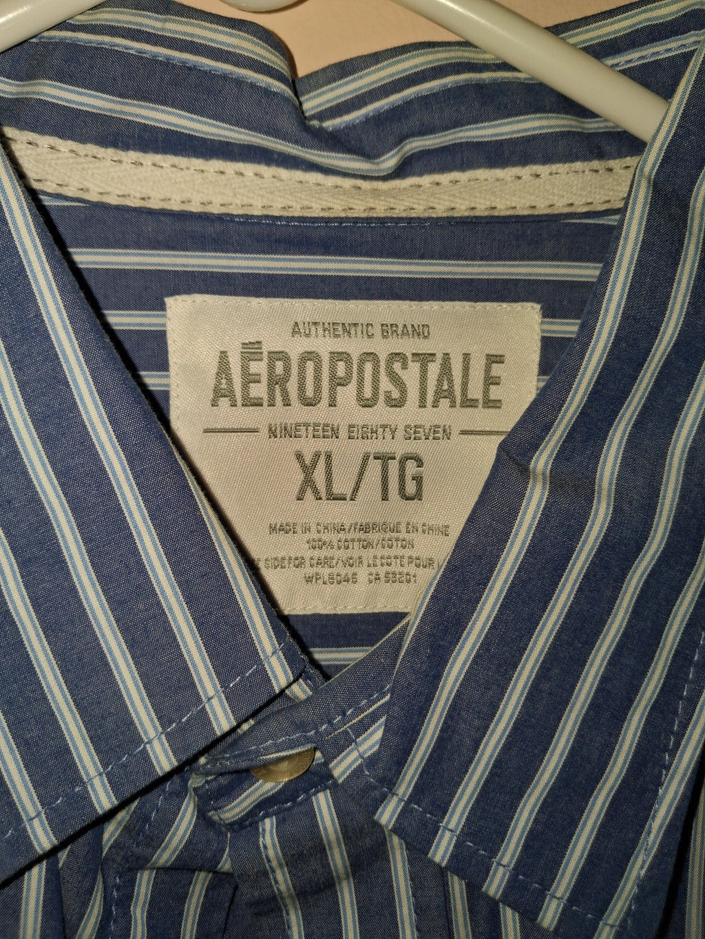 Aéropostale Blue & Cream Striped Cotton Shirt