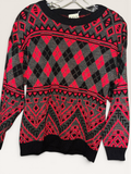 F.D.S. Red & Black Geometric Crewneck Sweater