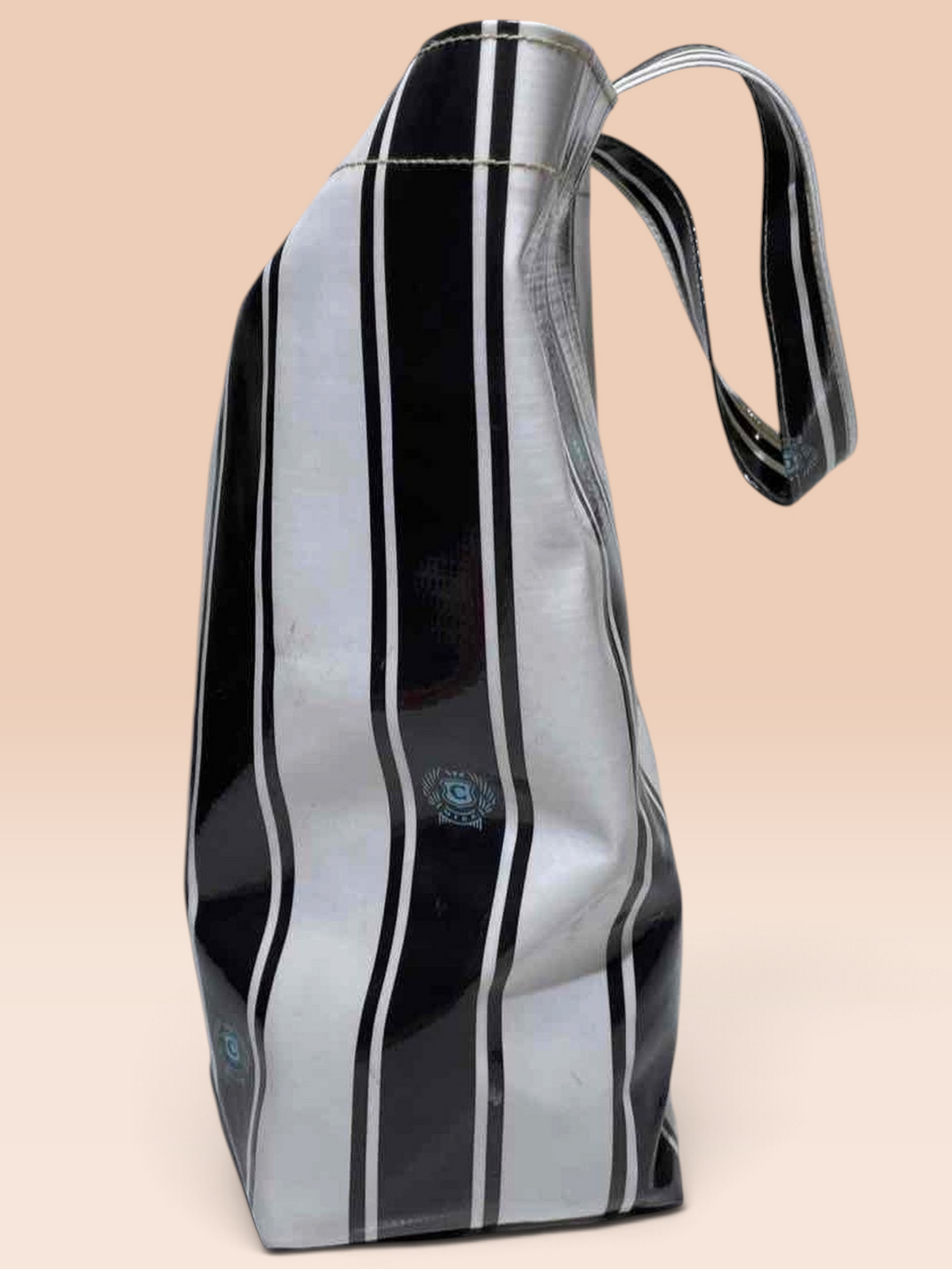 Retired Consuela Black & White Striped Grab N Go Basic Tote