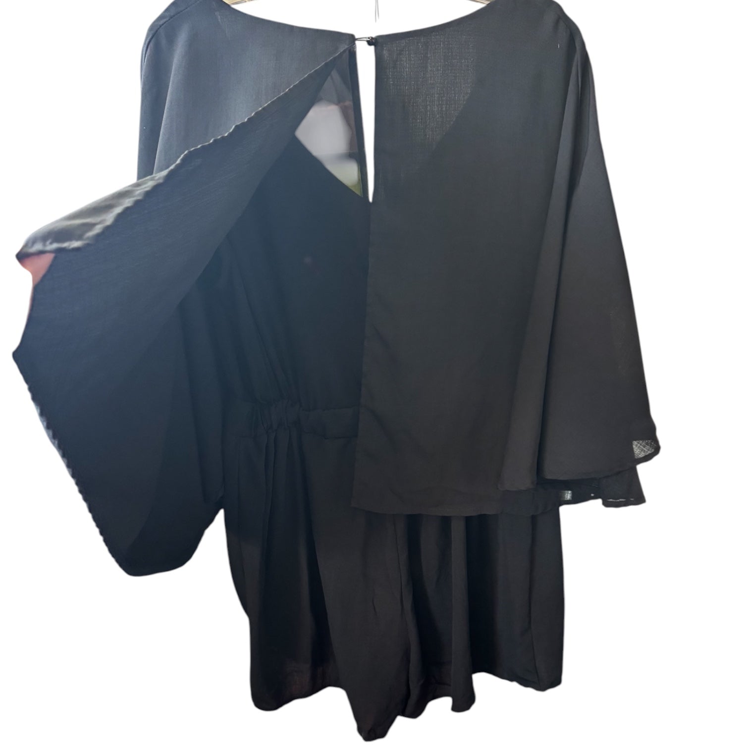 Black Flutter Sleeve Romper