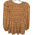 Blu Pepper Plaid Smocked Peplum Blouse