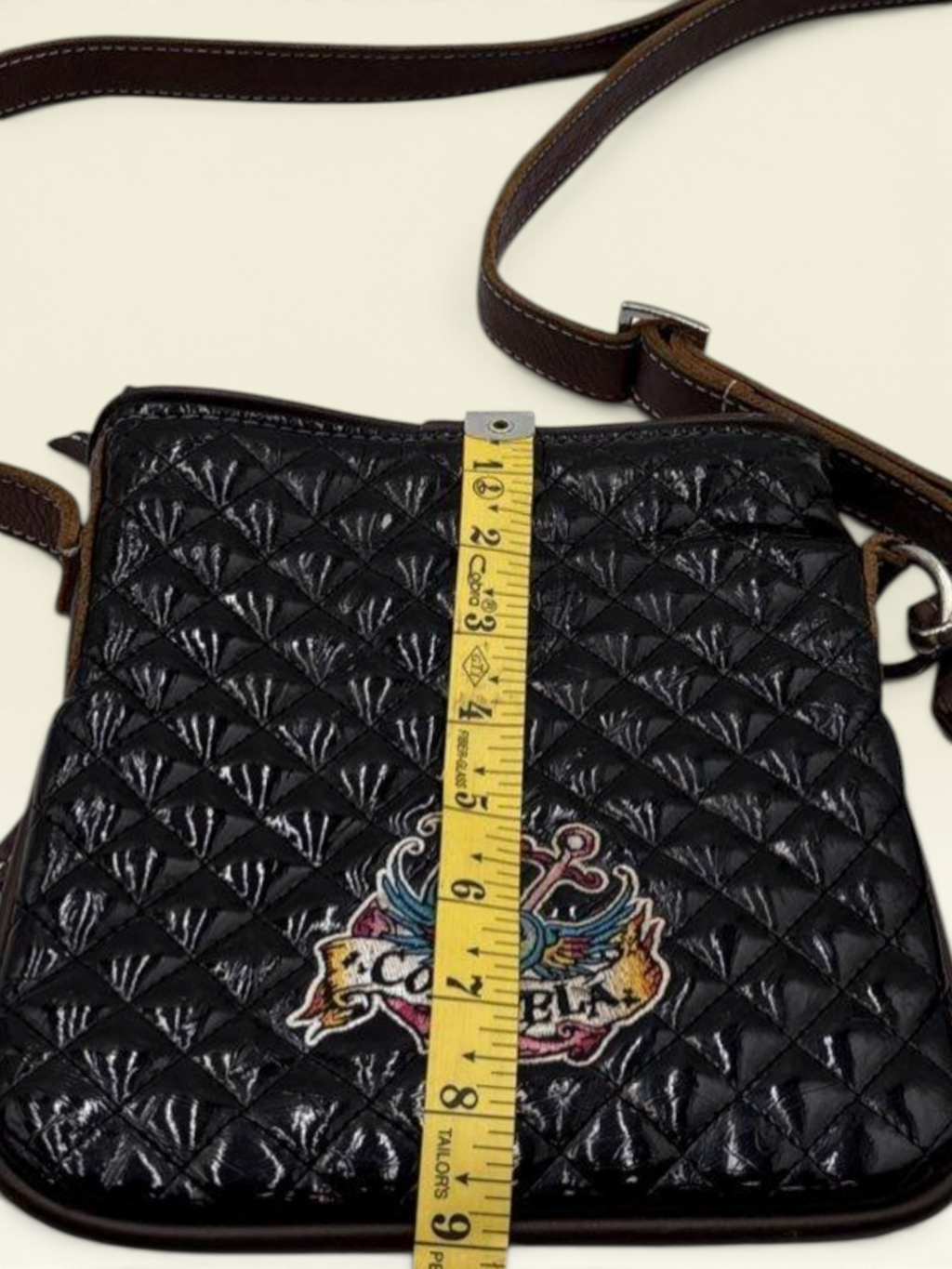 Consuela Quilted Patent Leather Crossbody Bag