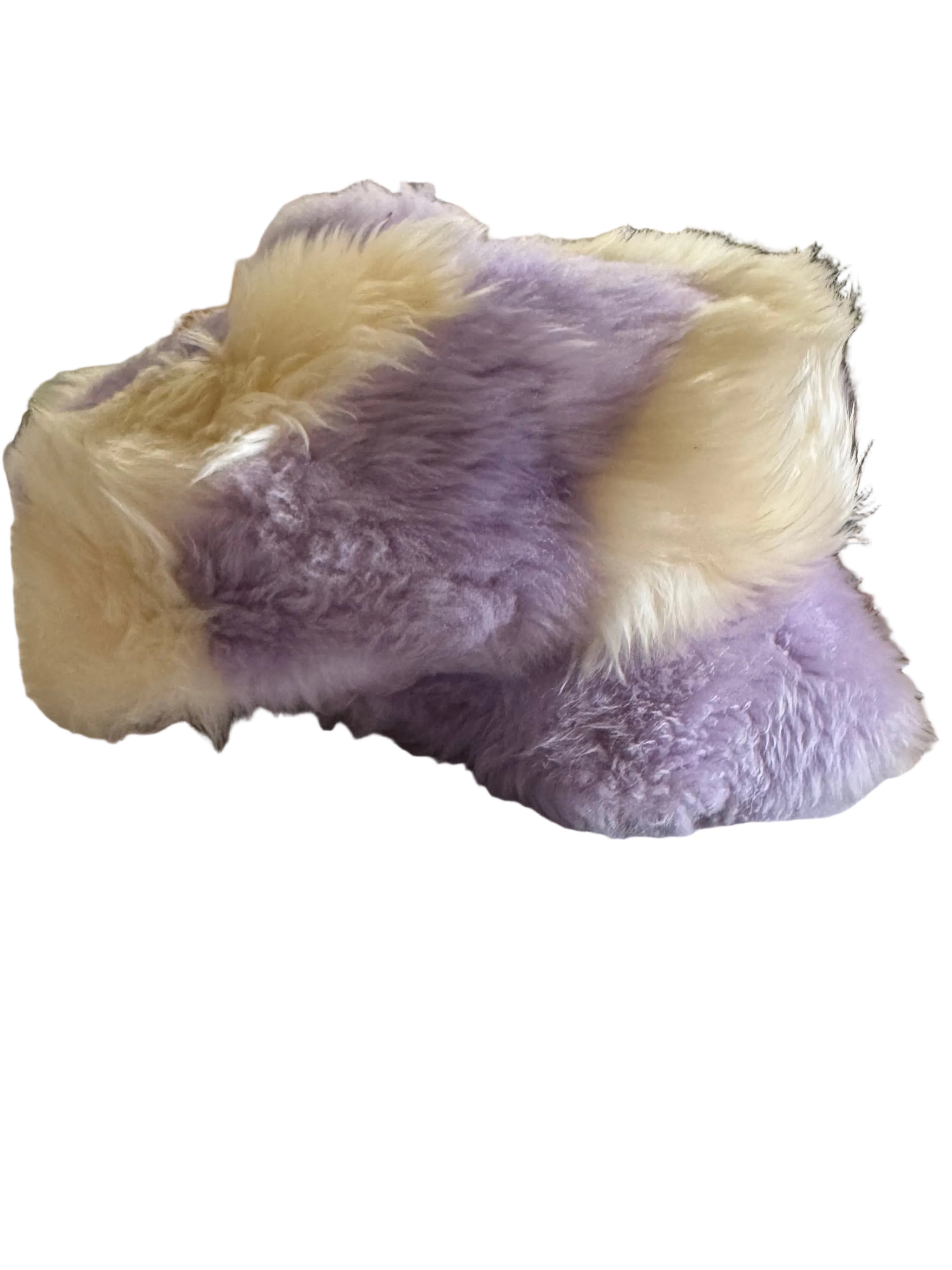 Lavender & Cream Faux-Fur Colorblock Pom-Pom Hat