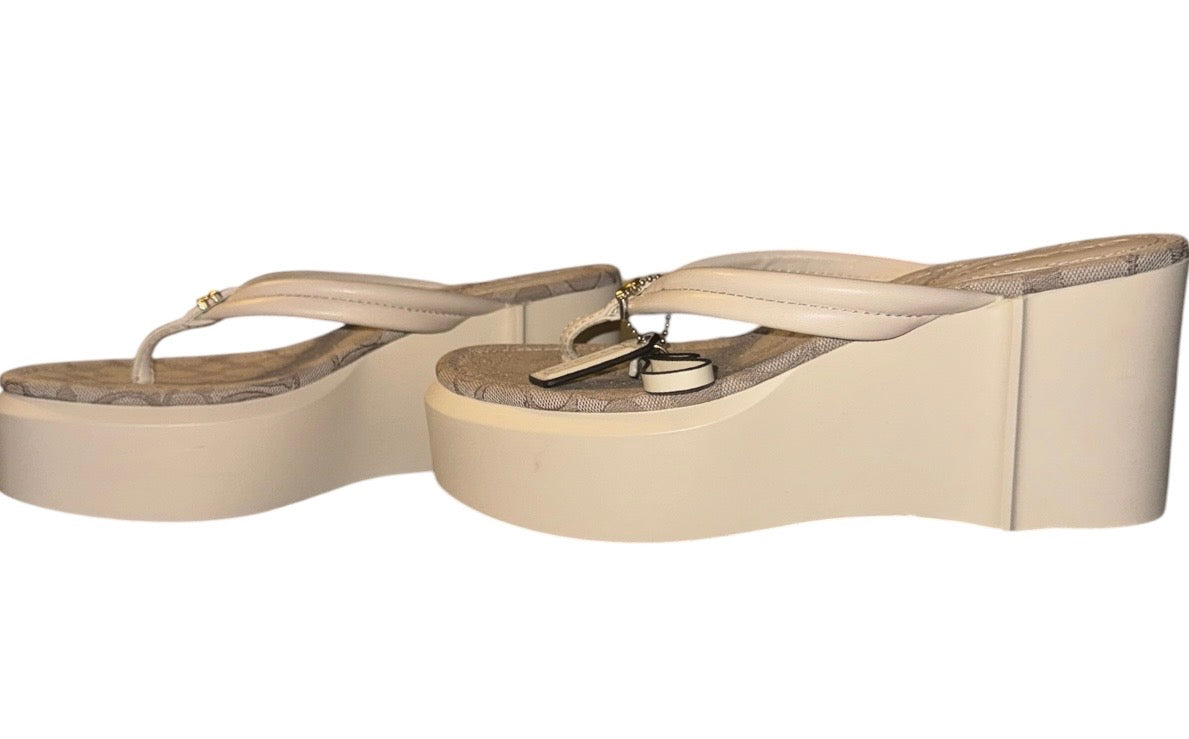 Coach Signature Jacquard Kitten-Heel Thong Sandals