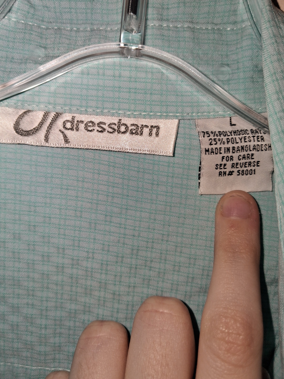 Dressbarn Aqua Textured Button-Up Blouse