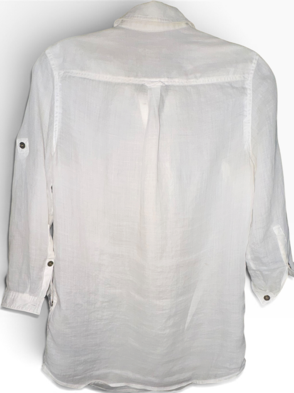 Burberry Brit Sheer White Tunic Shirt Blouse Nova Check Cuffs