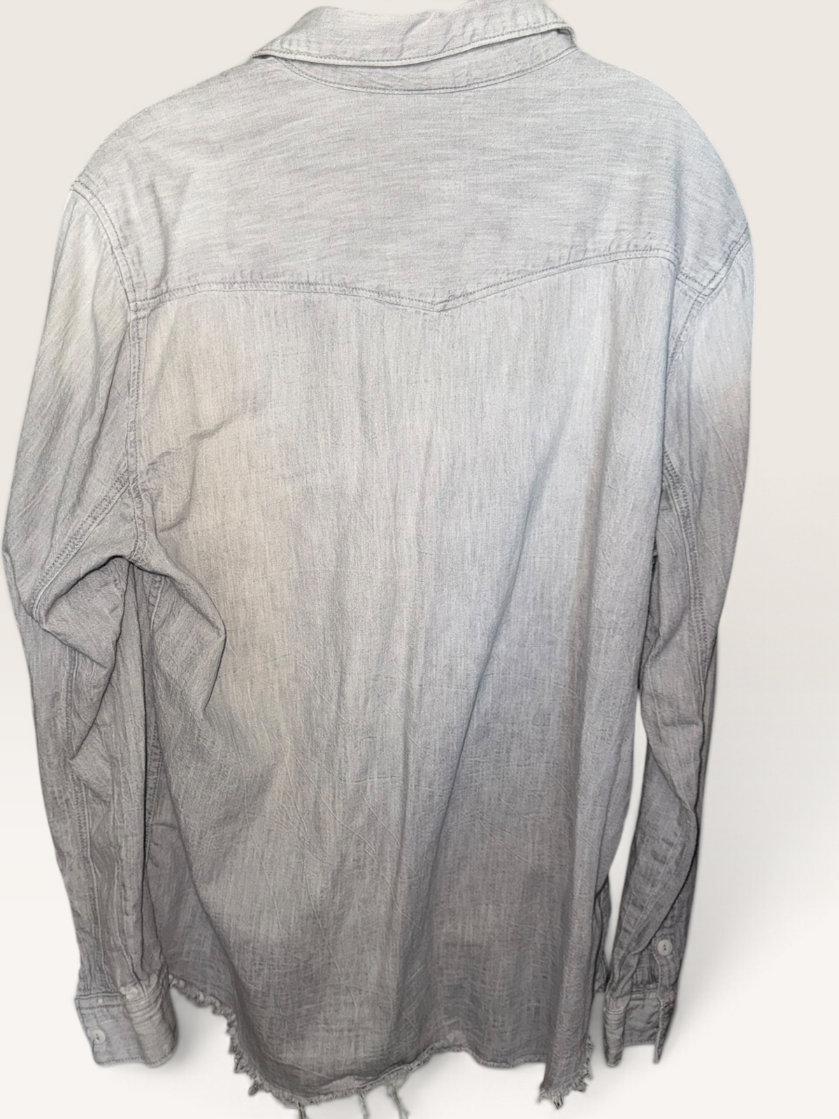 H&M Light Gray Distressed Button-Down Shirt