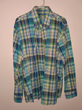 Alan Flusser Teal & Lime Multicolor Plaid Button-Up Shirt