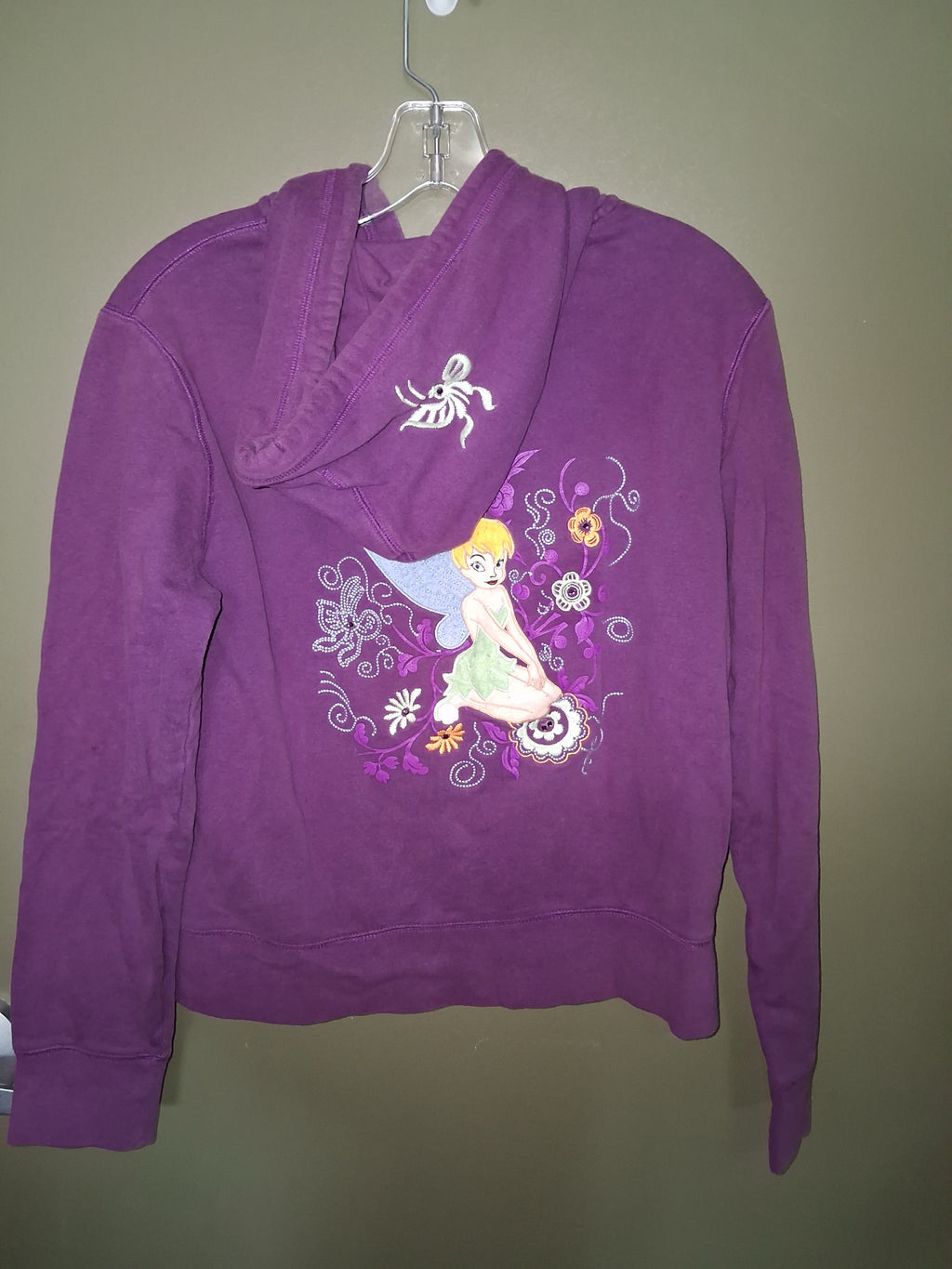 Disney Tinker Bell Purple Floral Graphic Zip-Up Hoodie
