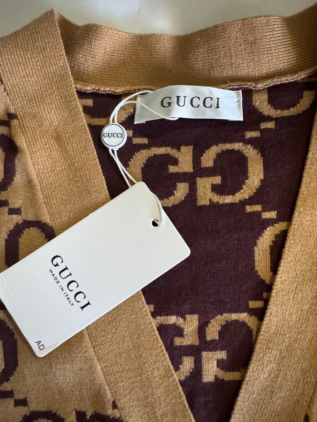 GG Monogram Knit Cardigan Sweater – Camel & Plum