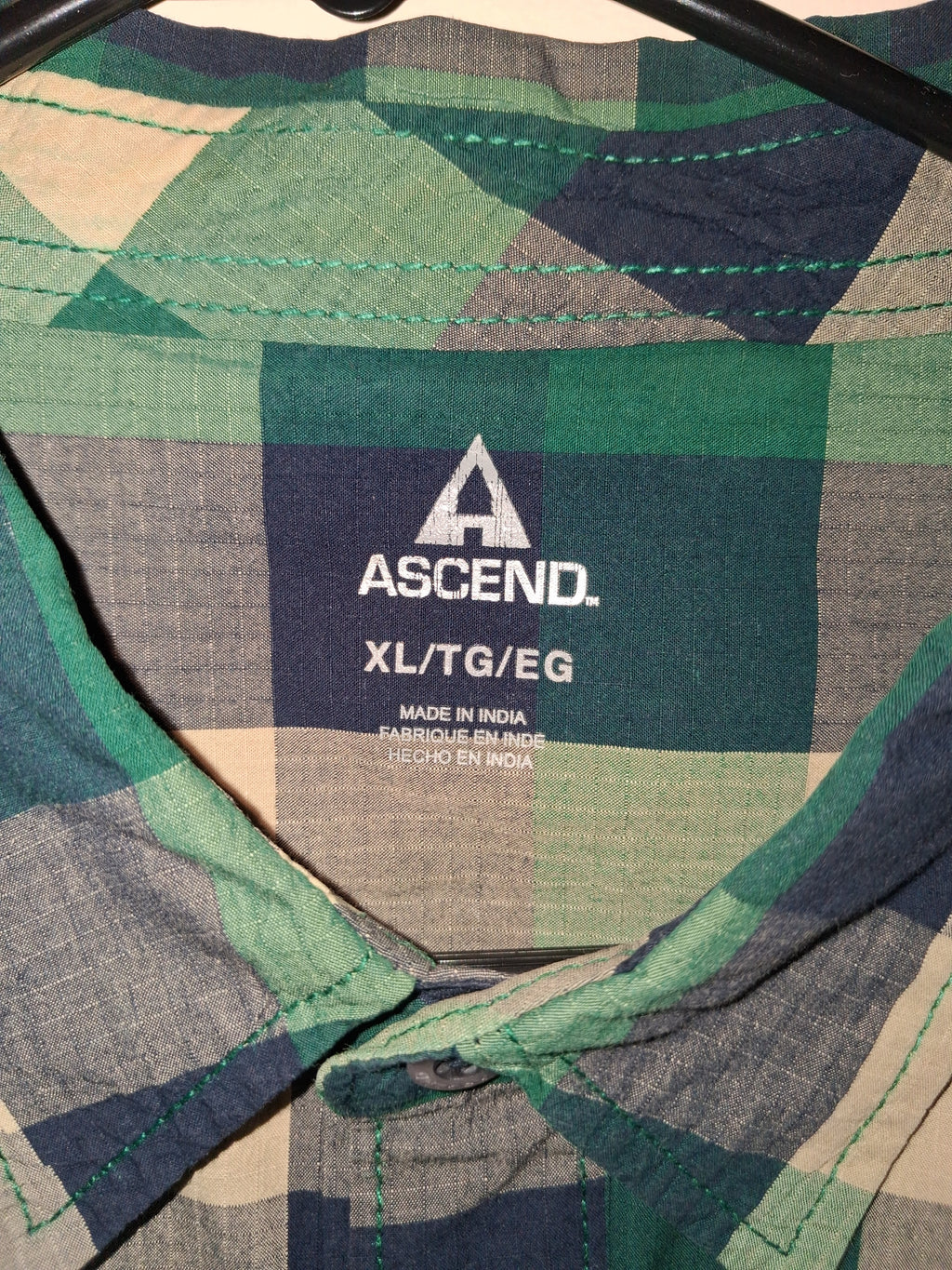 Ascend Green & Navy Plaid Button-Up Shirt