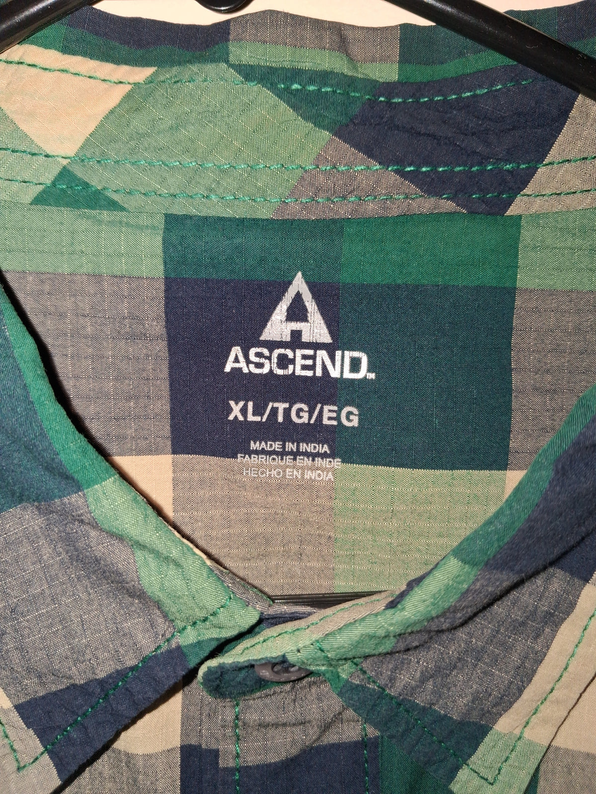 Ascend Green & Navy Plaid Button-Up Shirt