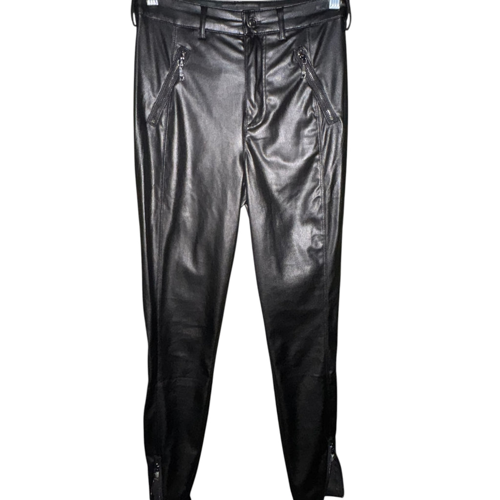 Guess Black Faux-Leather Moto Pants