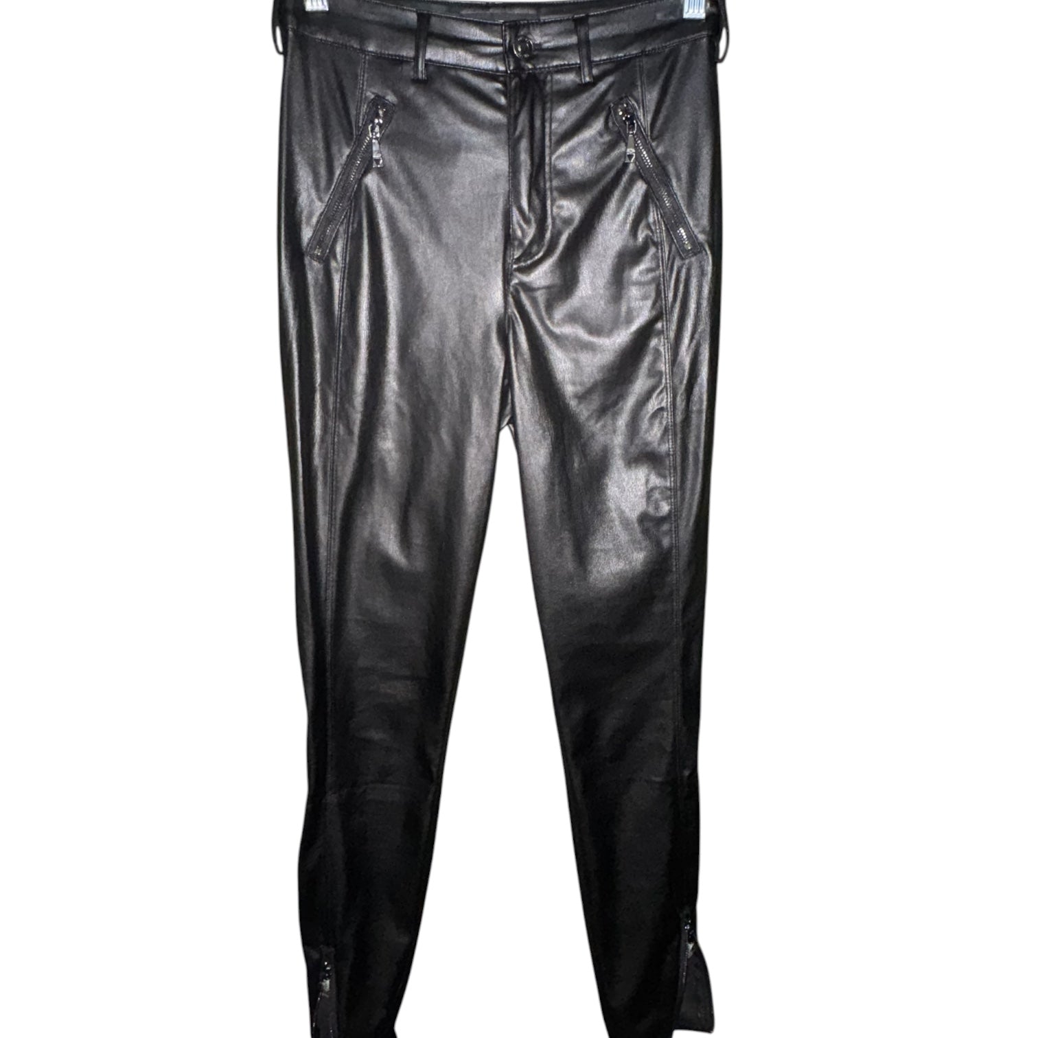 Guess Black Faux-Leather Moto Pants