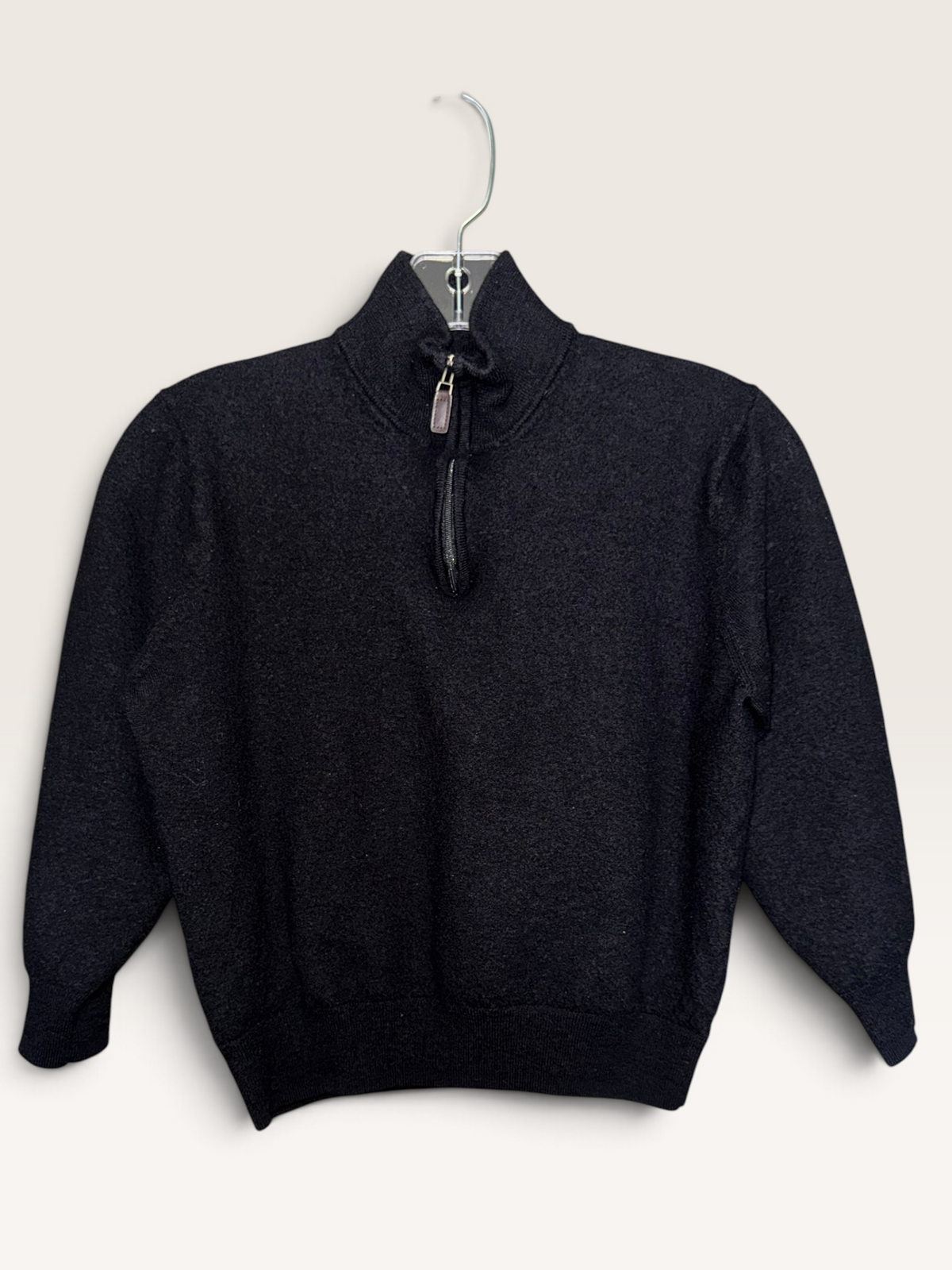 Black Quarter-Zip Wool Sweater