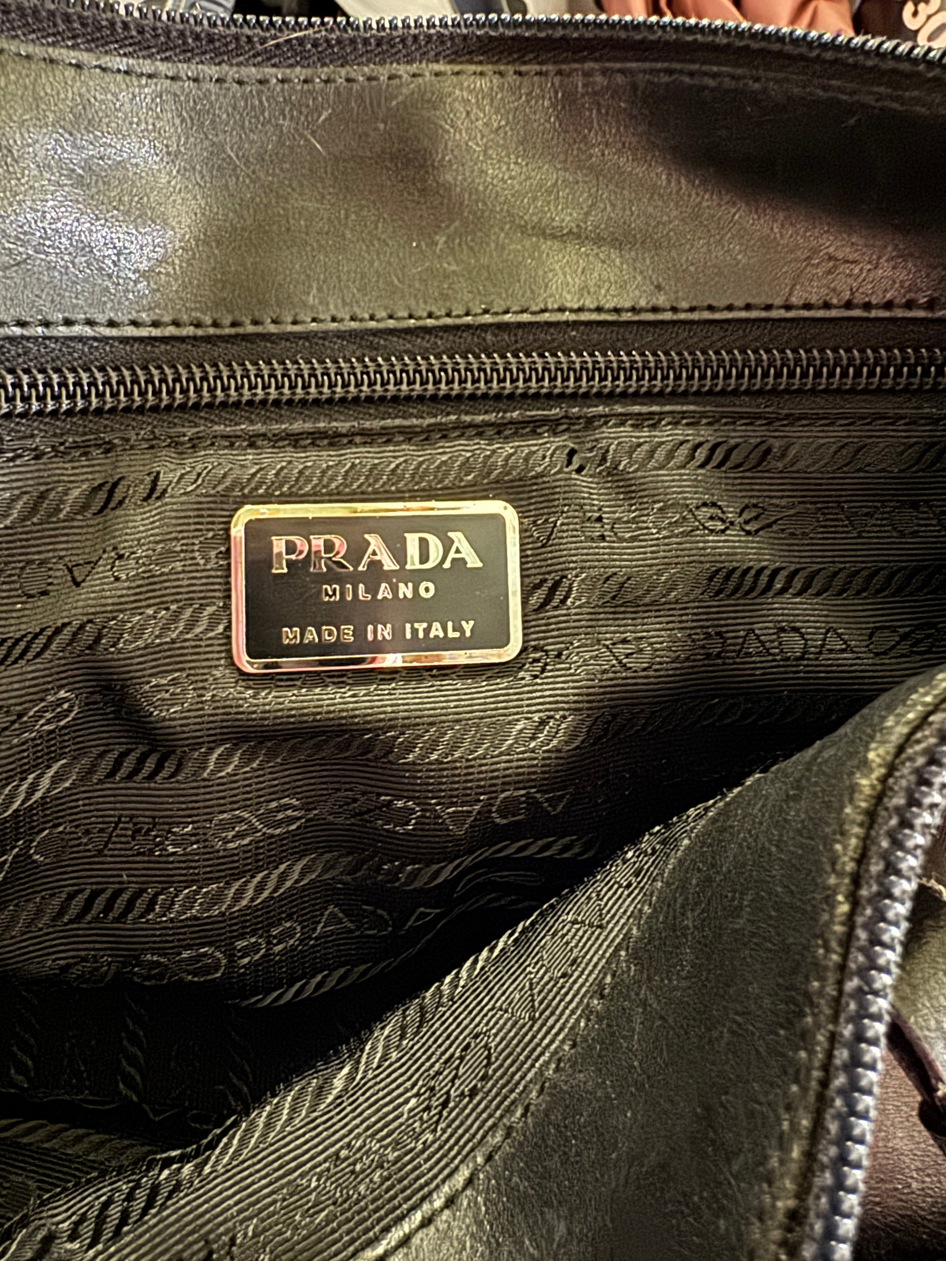 Vintage Prada Black Nylon Leather Bowler Bag - Milano Italy (2000)