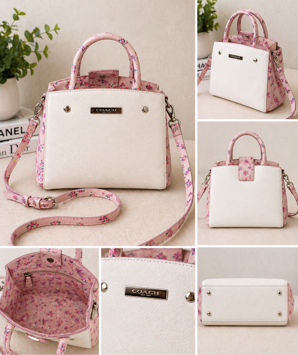 Betsey Johnson Floral Mini Satchel Crossbody White & Pink Bag