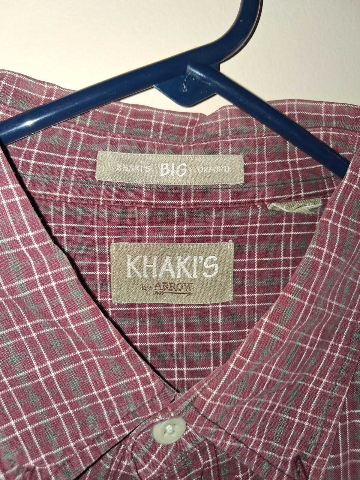 Khaki’s by Arrow Big Oxford Burgundy Plaid Button-Down Shirt