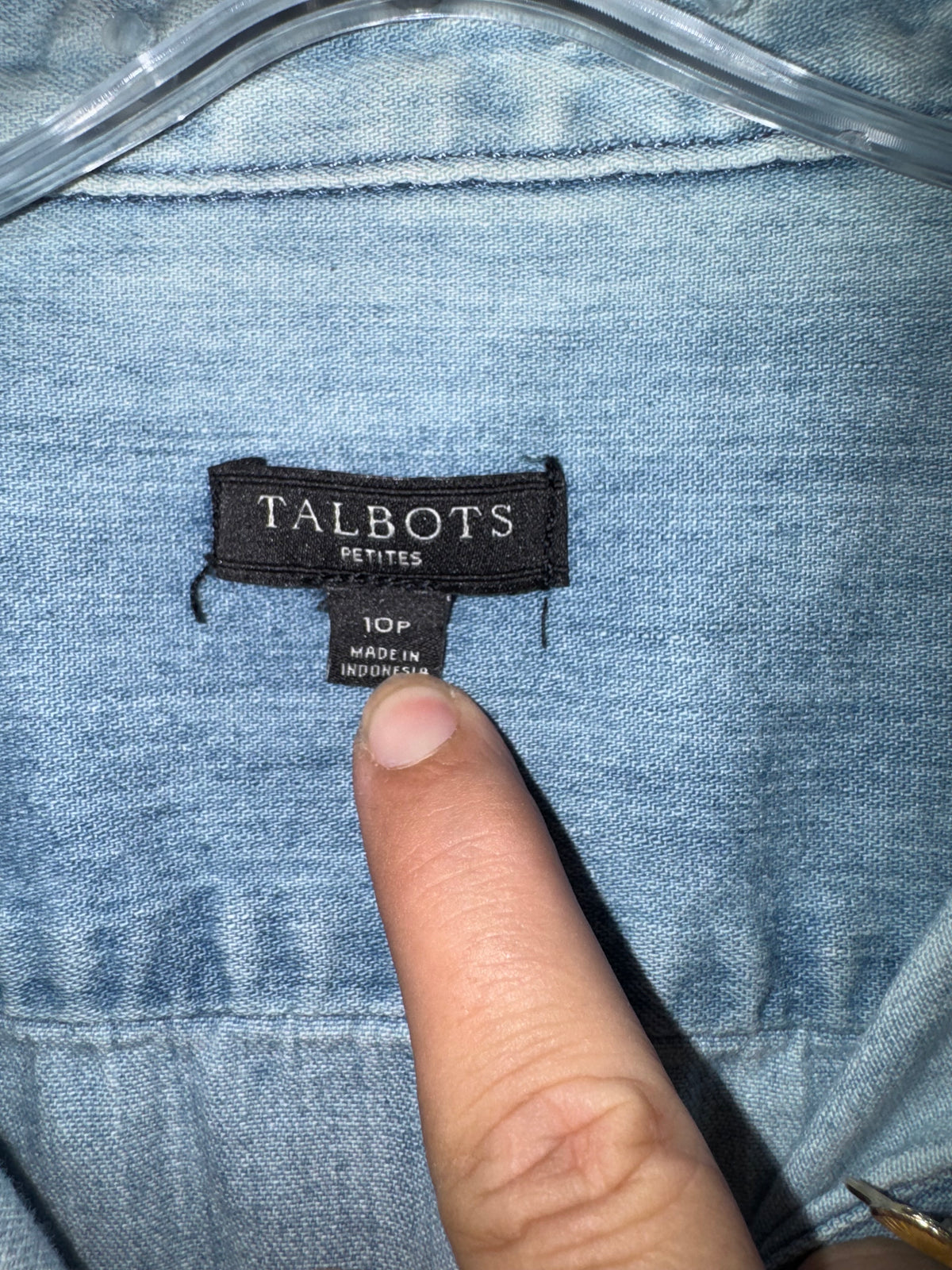Talbots Light-Wash Denim Roll-Tab Shirt