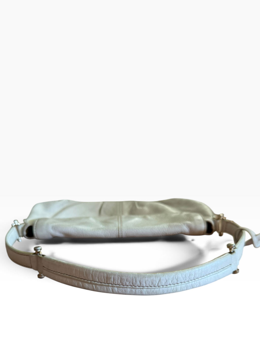 Level 5 Italy White Pebbled Leather Shoulder Bag