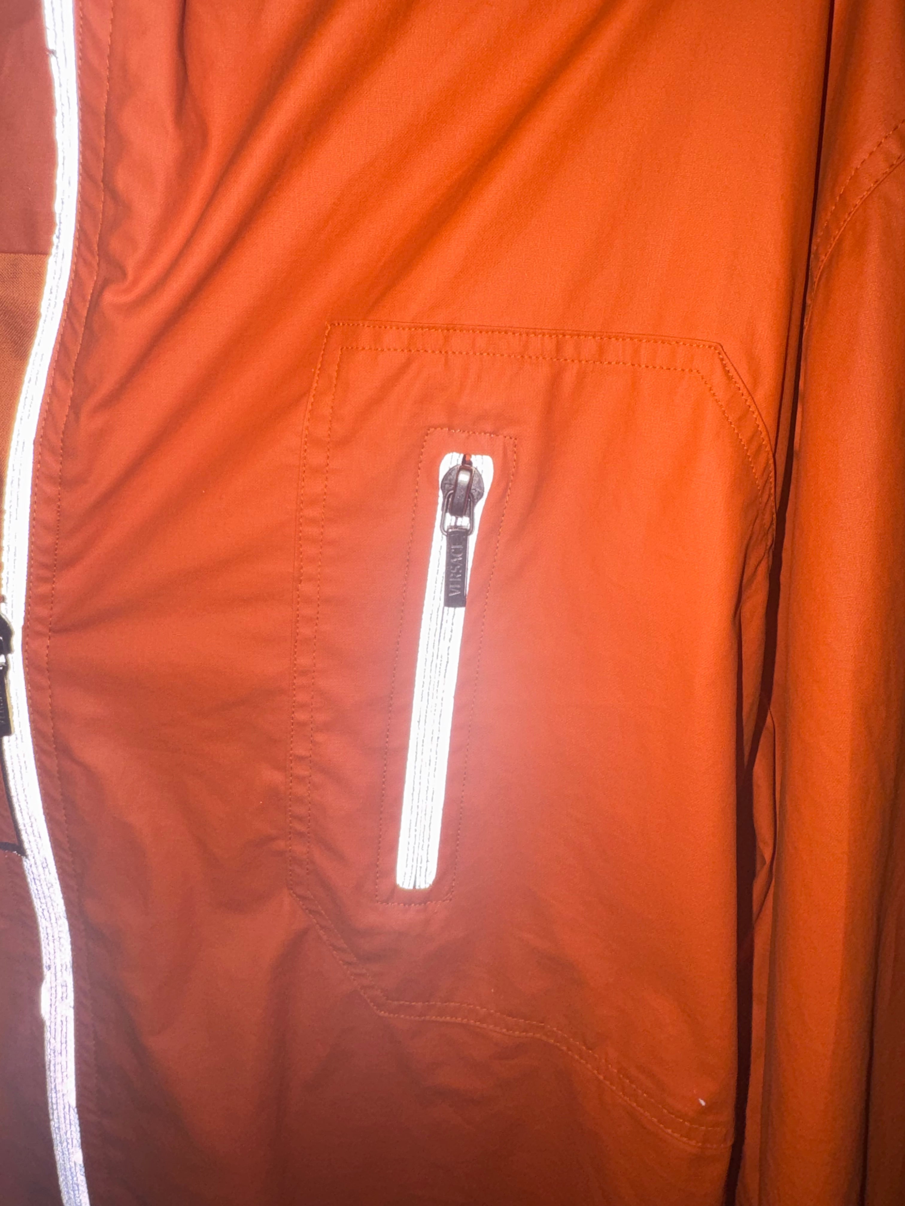 Versace Classic V2 Orange Quarter-Zip Jacket/Shirt – Made in Italy – Authentic w/ COA