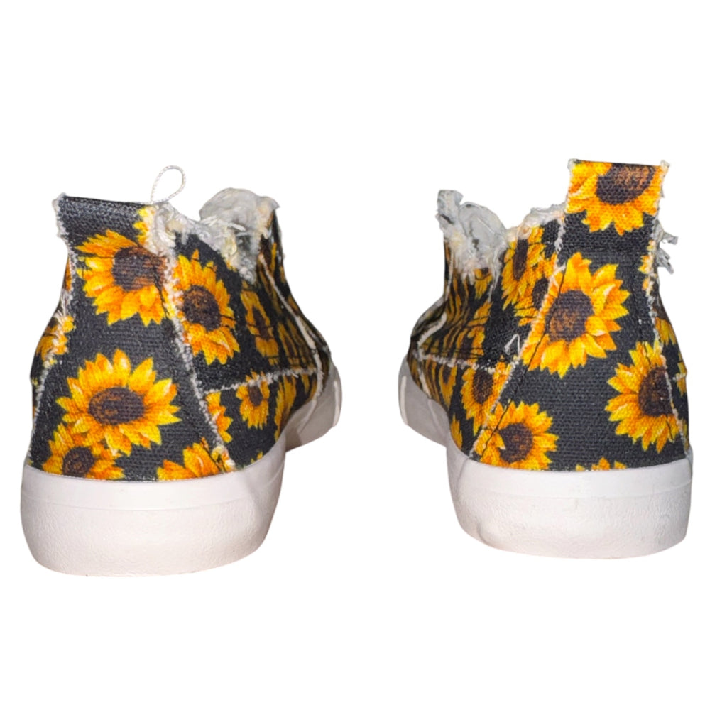 Girlie Girl Originals Sunflower Canvas Slip On Sneakers Distressed