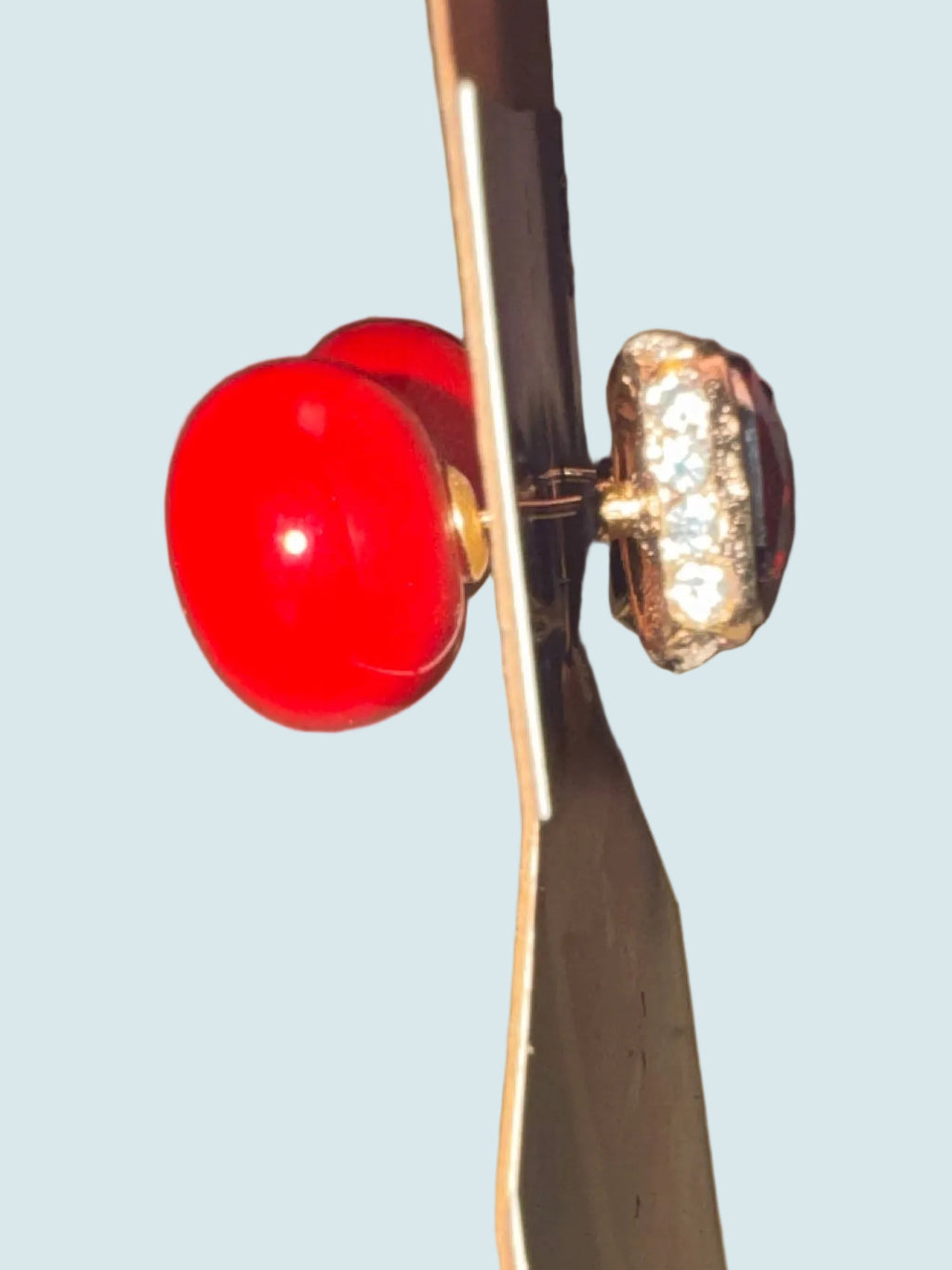 Red Faceted Gem Clip-On Earrings