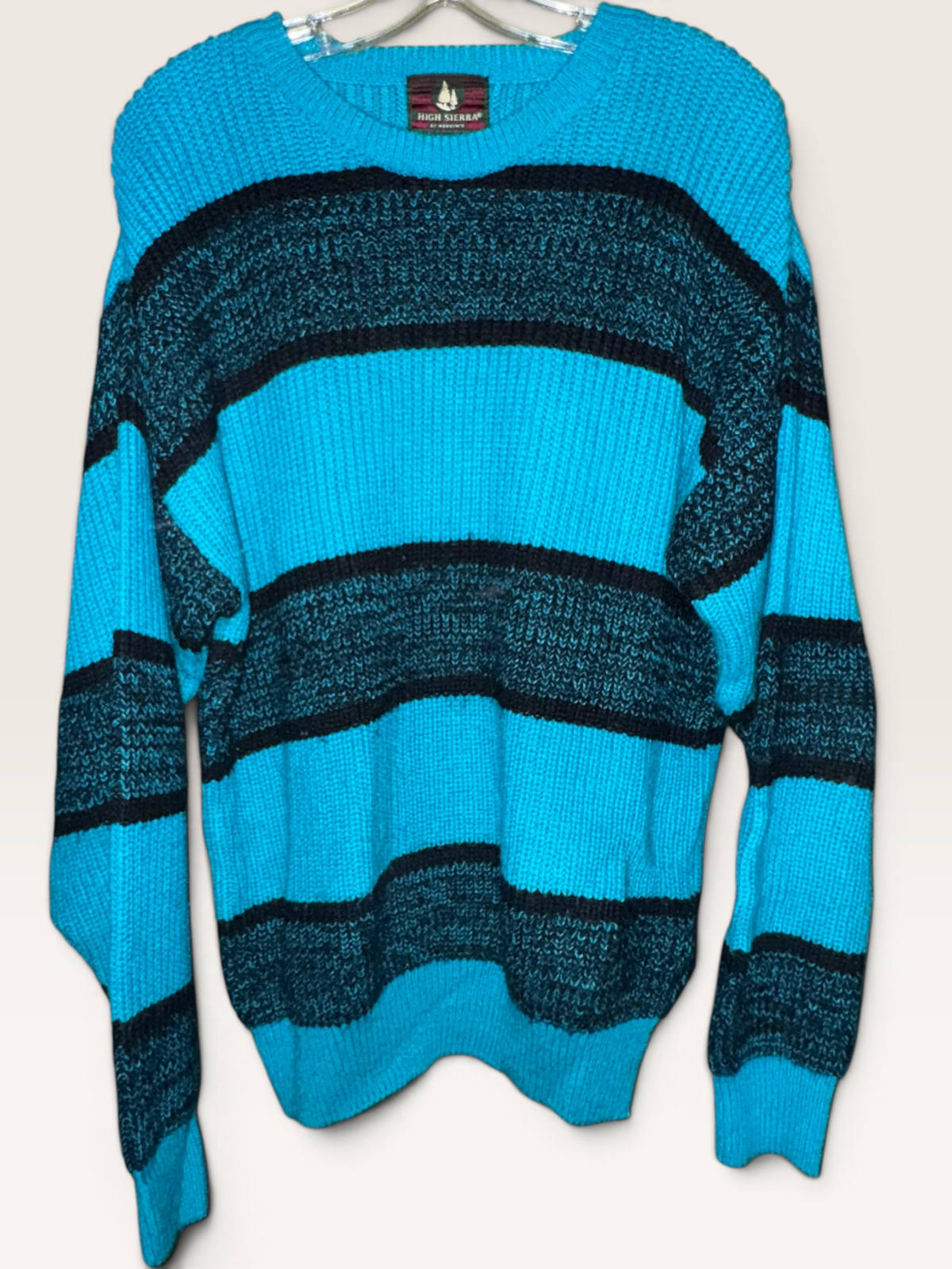 High Sierra by Mervyn’s Turquoise Striped Sweater